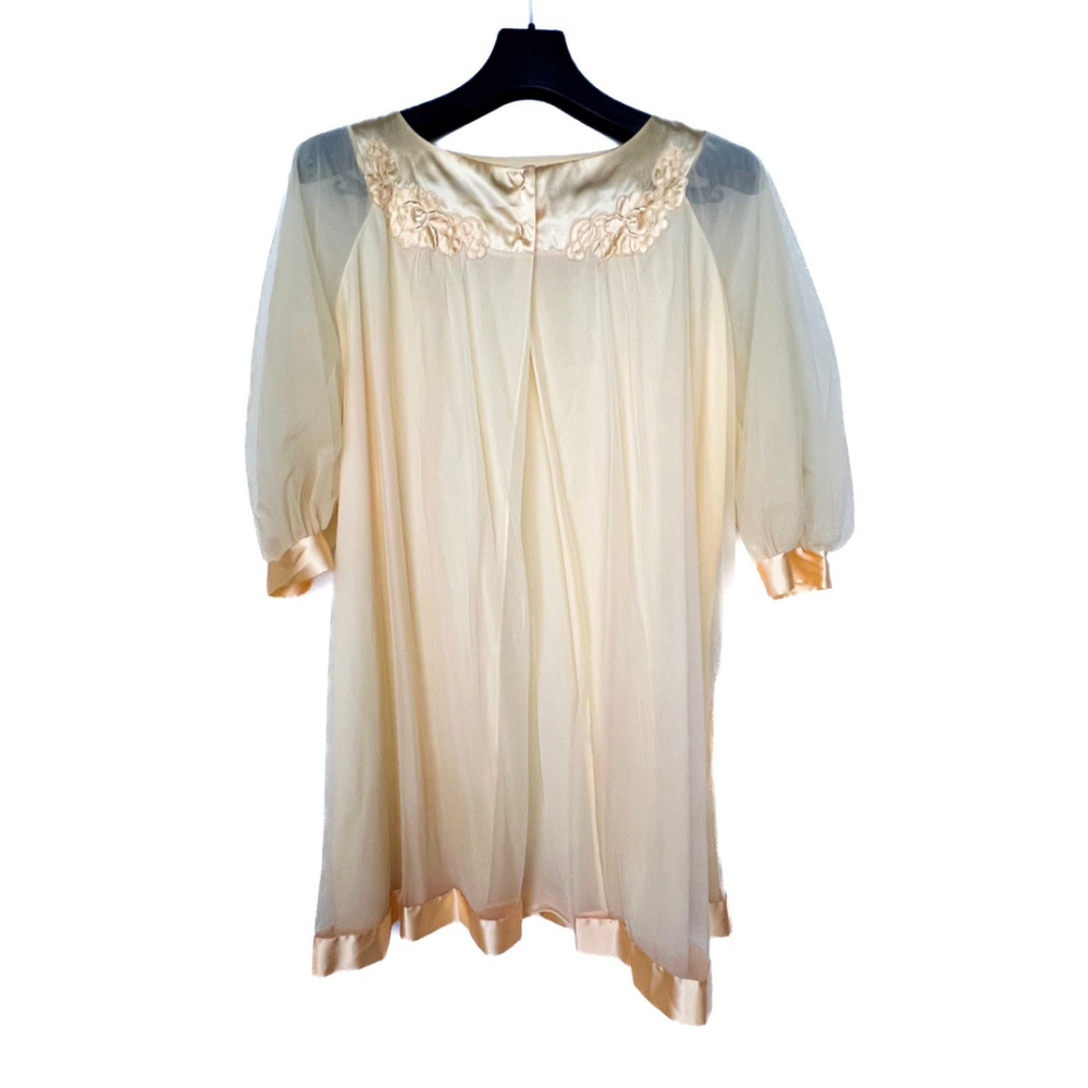Vtg 1960s Gossard Artemis Peignoir Yellow Nylon Nightgown Robe Sz M Grandmacore